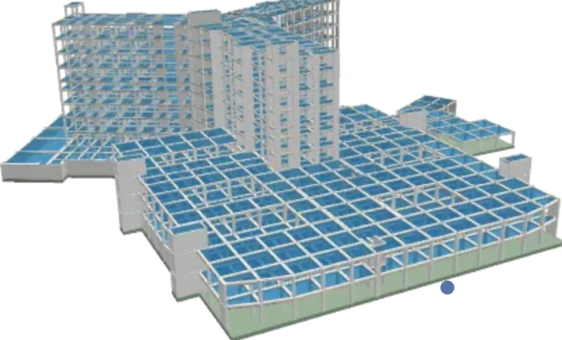 Agro Bank Taşkent Onkoloji Hastanesi 3D taşıyıcı sistem modeli